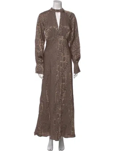 Pre-owned Simkhai Animal Print Long Dress In Brown