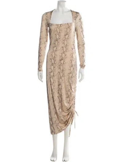 Pre-owned Simkhai Animal Print Long Dress In Neutral