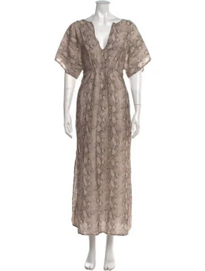 Pre-owned Simkhai Animal Print Long Dress In Neutrals