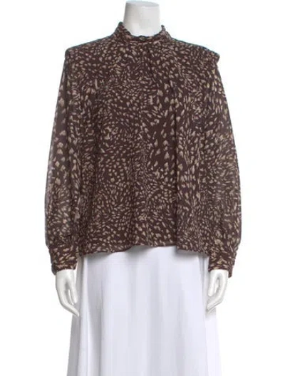 Pre-owned Simkhai Animal Print Long Sleeve Blouse W/ Tags In Multi