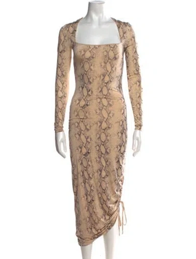 Pre-owned Simkhai Animal Print Midi Length Dress In Neutral