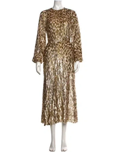 Pre-owned Simkhai Animal Print Midi Length Dress W/ Tags In Metallic/neutrals