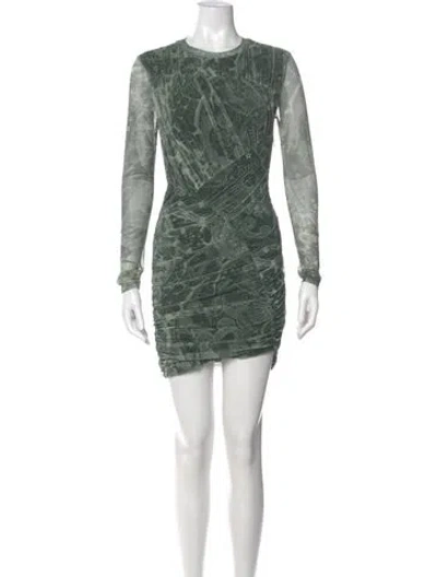 Pre-owned Simkhai Animal Print Mini Dress In Green