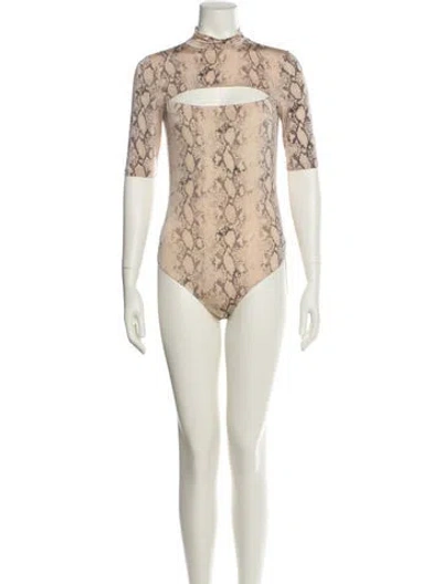 Pre-owned Simkhai Animal Print Mock Neck Bodysuit In Multi