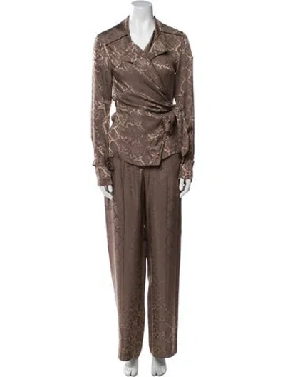 Pre-owned Simkhai Animal Print Pant Set In Brown