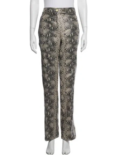 Pre-owned Simkhai Animal Print Straight Leg Pants In Neutrals