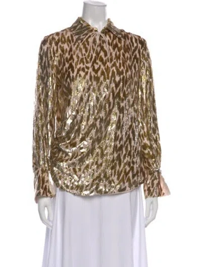 Pre-owned Simkhai Animal Print Tie Neck Top W/ Tags