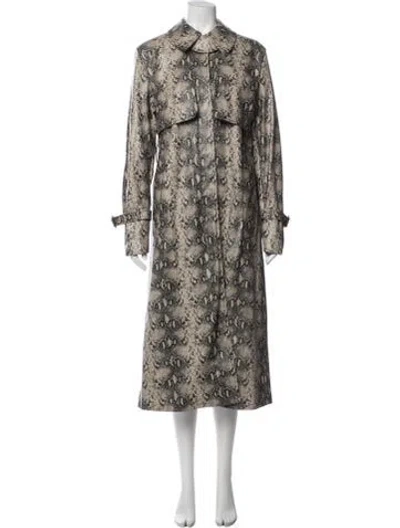 Pre-owned Simkhai Animal Print Trench Coat In Gray