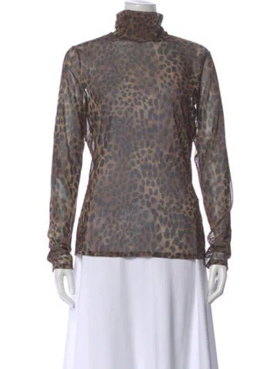 Pre-owned Simkhai Animal Print Turtleneck Top In Multi