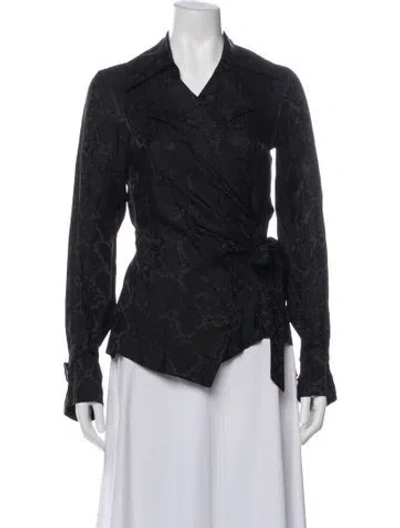 Pre-owned Simkhai Animal Print V-neck Blouse W/ Tags In Gray