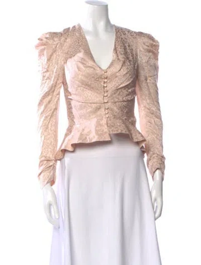 Pre-owned Simkhai Animal Print V-neck Blouse W/ Tags In Pink