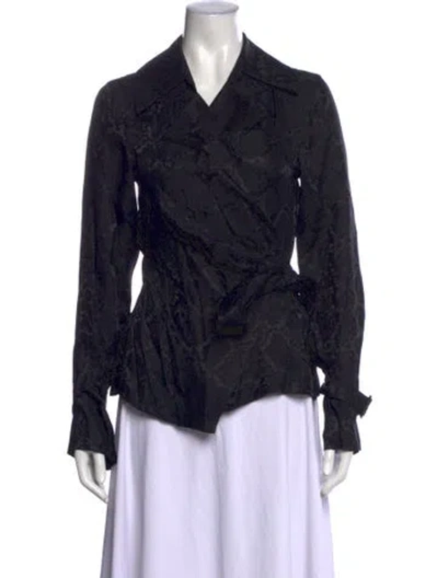 Pre-owned Simkhai Animal Print V-neck Top In Black