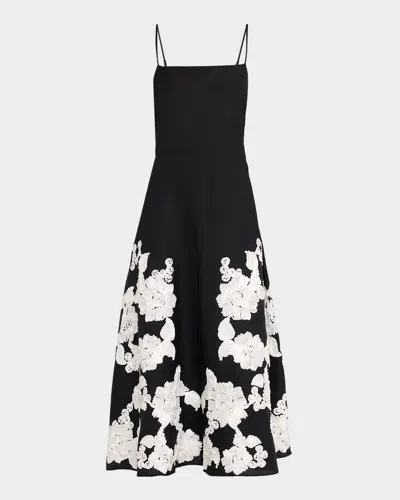 SIMKHAI ANNABELLA FLORAL EMBROIDERED MIDI DRESS