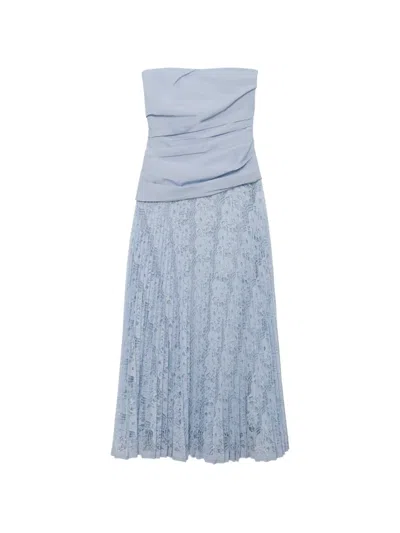 Simkhai Annalise Lace-panelled Strapless Maxi Dress In Blue