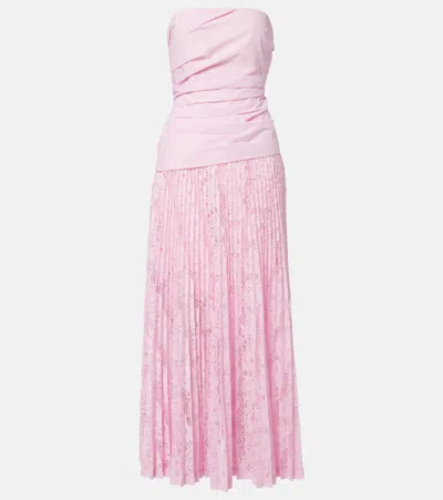 Simkhai Annalise Plissé Lace Maxi Dress In Pink