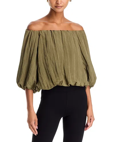 Simkhai Anni Off-the-shoulder Blouson Top In Green