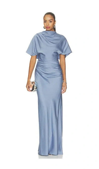 Simkhai Annibelis Short Sleeve Gown In Blue
