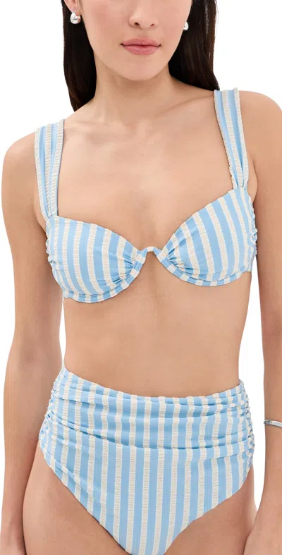 Simkhai Womens Hydrangea Blue Stripe Anniston Bikini Top Xs In Multi