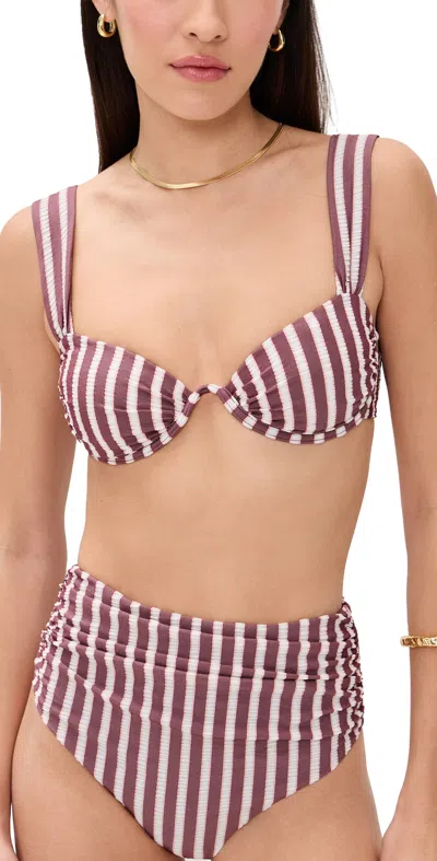 Simkhai Anniston Bikini Top Oxblood Stripe In Brown