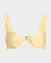 Simkhai Anniston Ruched Bikini Top In Yellow