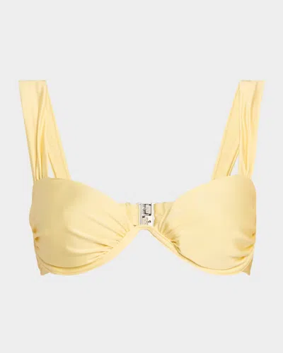 Simkhai Anniston Ruched Bikini Top In Yellow