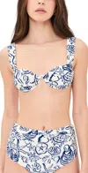 Simkhai Womens Blueberry Multi Anniston Ruched Bikini Top