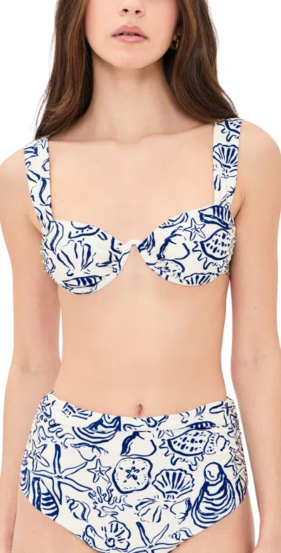 Simkhai Anniston Ruched Cup Bikini Top Blueberry Multi