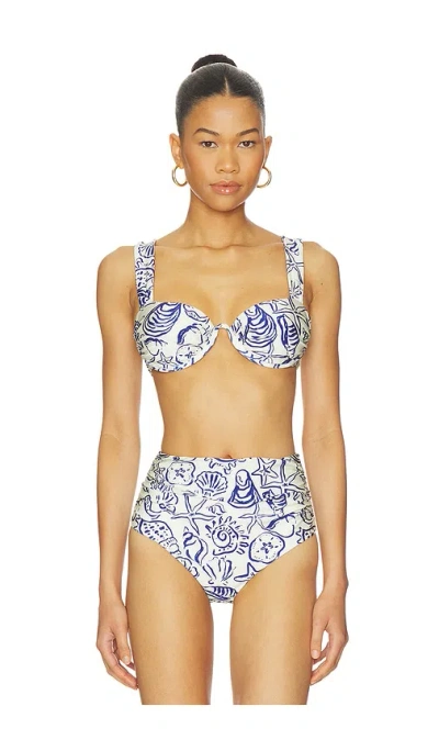 Simkhai Anniston Ruched Cup Bikini Top In White