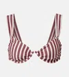 Simkhai Anniston Striped Bikini Top In Burgundy