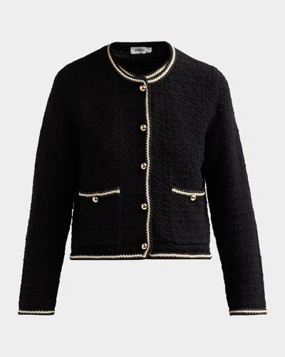 Simkhai Anouk Cotton Button-front Jacket In Black Ivor