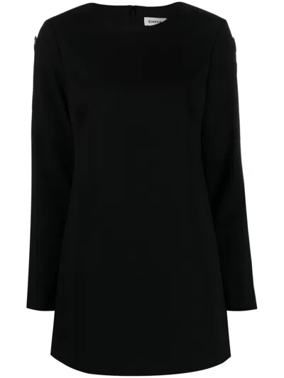 Simkhai Appliqué-detail Long-sleeve Minidress In Black