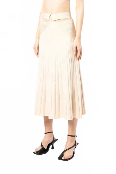 SIMKHAI ARABELLA RIB SKIRT IN ALMOND