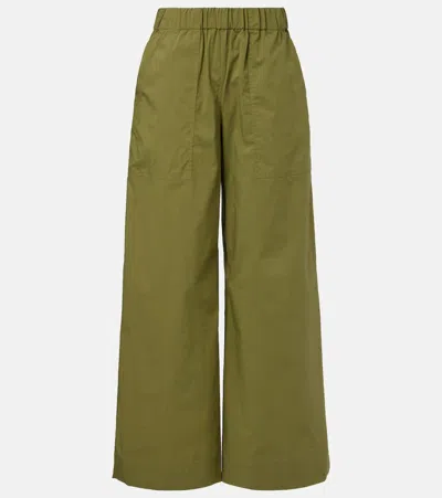 Simkhai Arden Cotton-blend Wide-leg Pants In Green