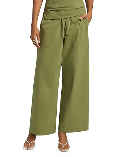 Simkhai Arden Cotton-blend Wide-leg Pants In Olive In Green