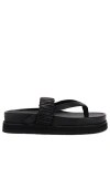 Simkhai Ari Ruched Leather Sandals In 黑色