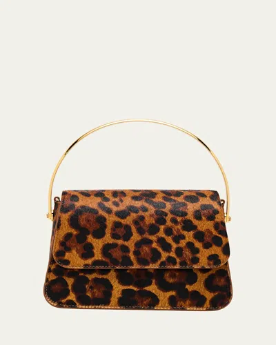 Simkhai Aria Mini Leopard Calf Hair Top-handle Bag In Natural