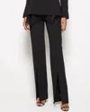 Simkhai Ariah Front Slit Crepe Satin Pant In Black In Black