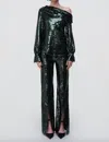 Simkhai Ariah Sequin Pant In Emerald