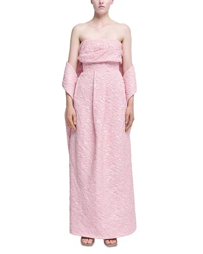 Simkhai Ariana Strapless Jacquard Column Gown In English Rose