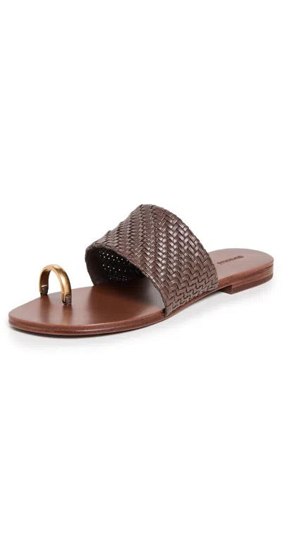 Simkhai Ariana Woven Leather Sandals Mocha In Brown