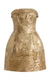 Simkhai Ariani Metallic-jacquard Bustier Mini Dress In Gold