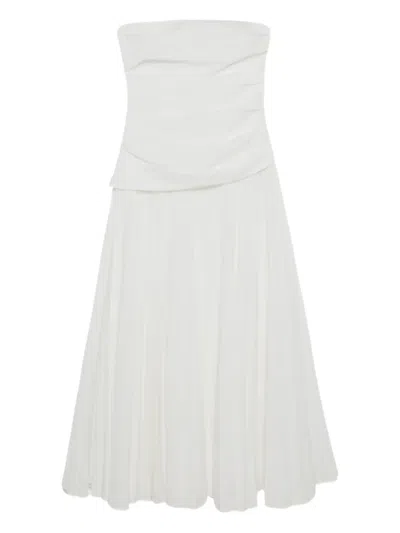 Simkhai Strapless Pleated Maxi Dress In White