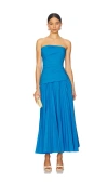 Simkhai Arie Strapless Gathered Pleated Cotton-blend Poplin Midi Dress