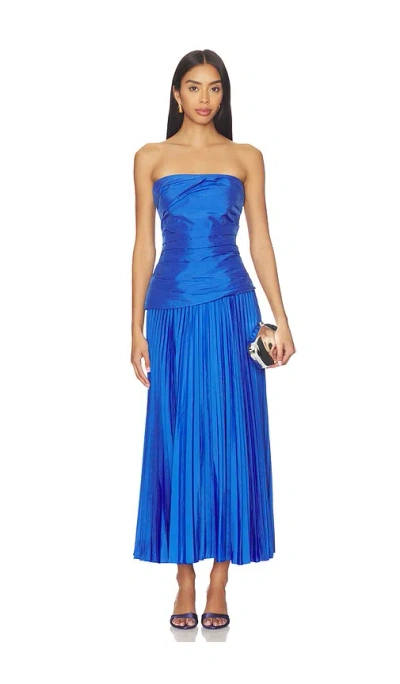 Simkhai Arie Strapless Bustier Midi Dress In Blue