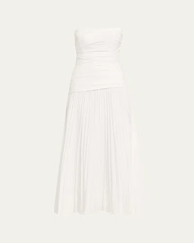 Simkhai Arie Strapless Cotton Midi Dress In White