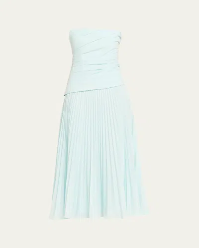 Simkhai Arie Strapless Pleated Maxi Dress In Blue