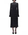 Simkhai Arielle Long Sleeve Mock Neck Midi Dress In Black In Multi