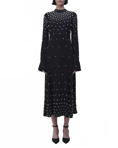 Simkhai Arielle Long Sleeve Mock Neck Midi Dress In Black In Multi