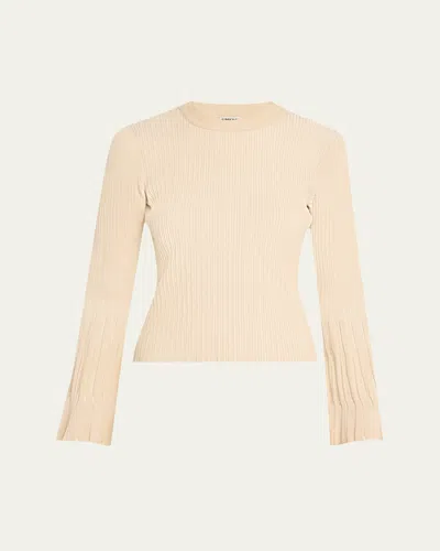 Simkhai Aris Long-sleeve Ribbed Top In Sand Multi