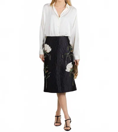 Simkhai Arla Floral Jacquard Midi Skirt In Black In Multi